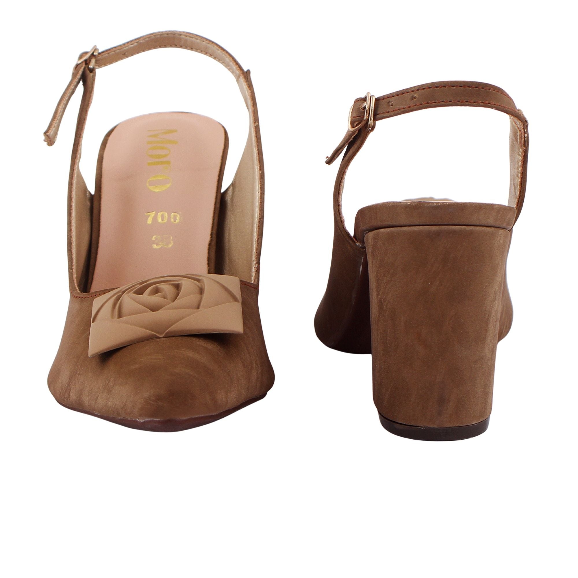 Tan Suede Buckle Slingback Heel