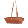 Tan Double Strap Buckled Leather Bag