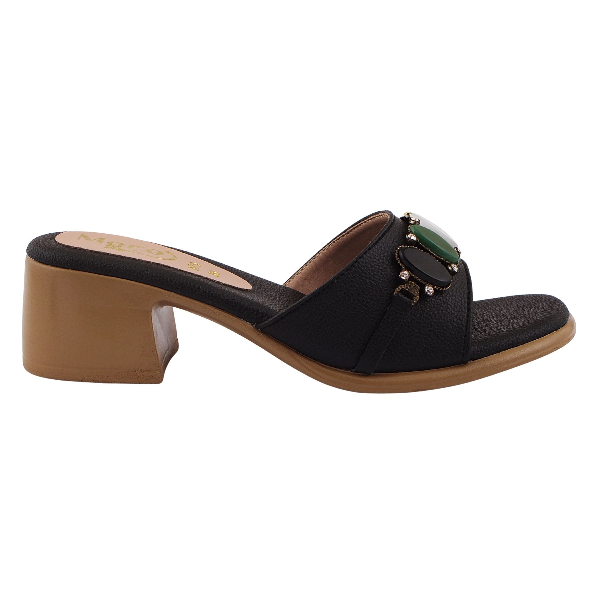 Black Multi-Stone Accent Heel