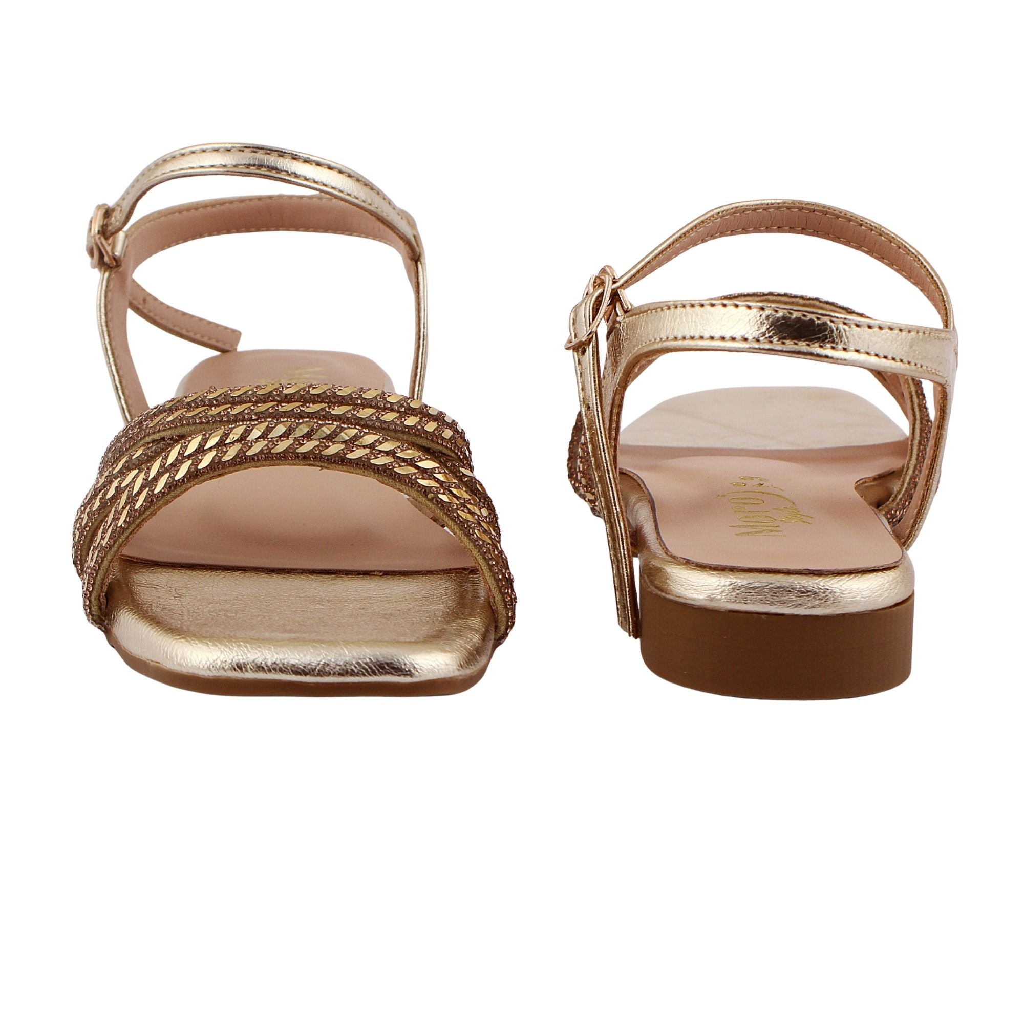 Metallic Gold Strappy Flat Sandal