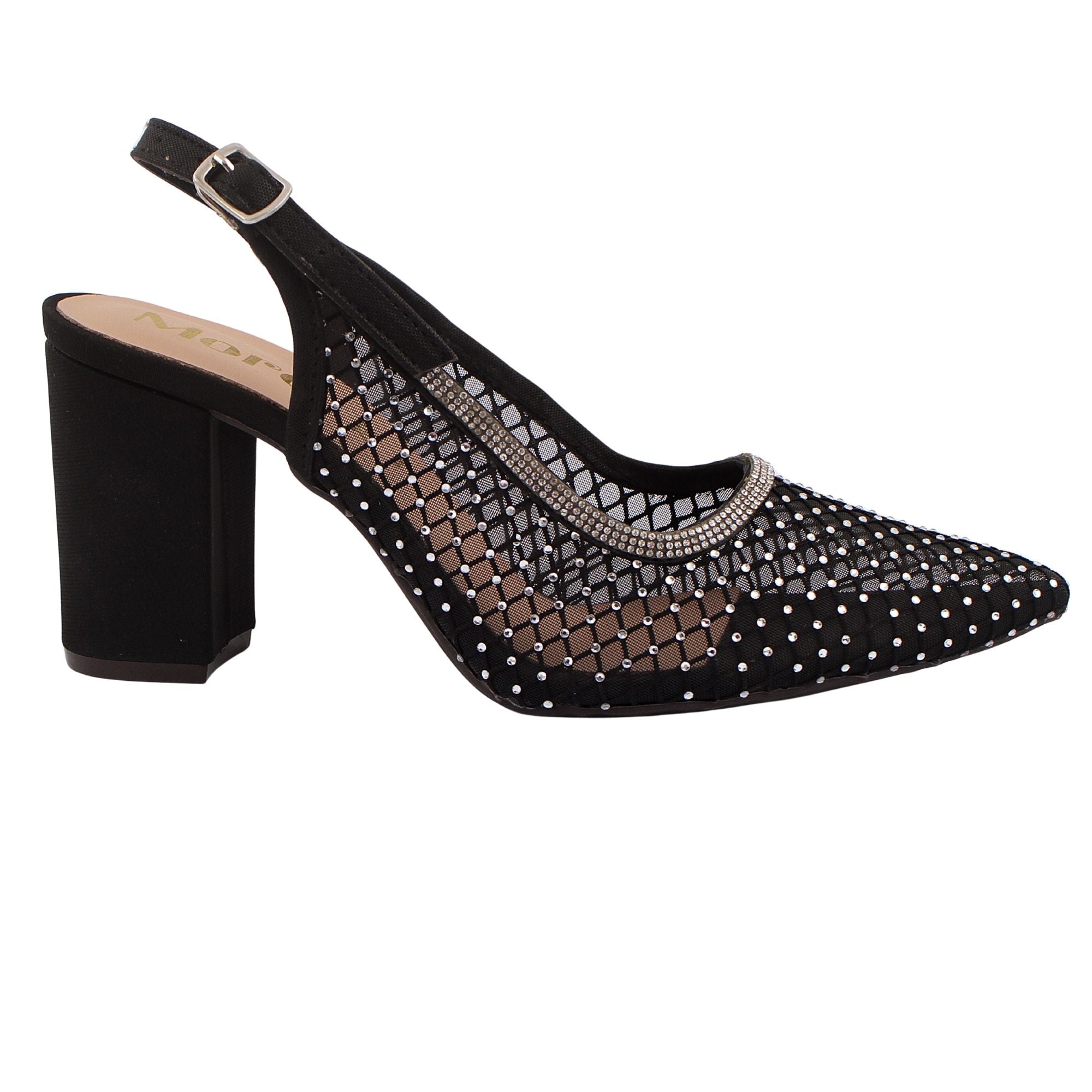Black Mesh Slingback Heel