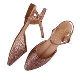 Rose Gold Shimmer Ankle Strap Flat