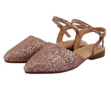 Rose Gold Shimmer Ankle Strap Flat