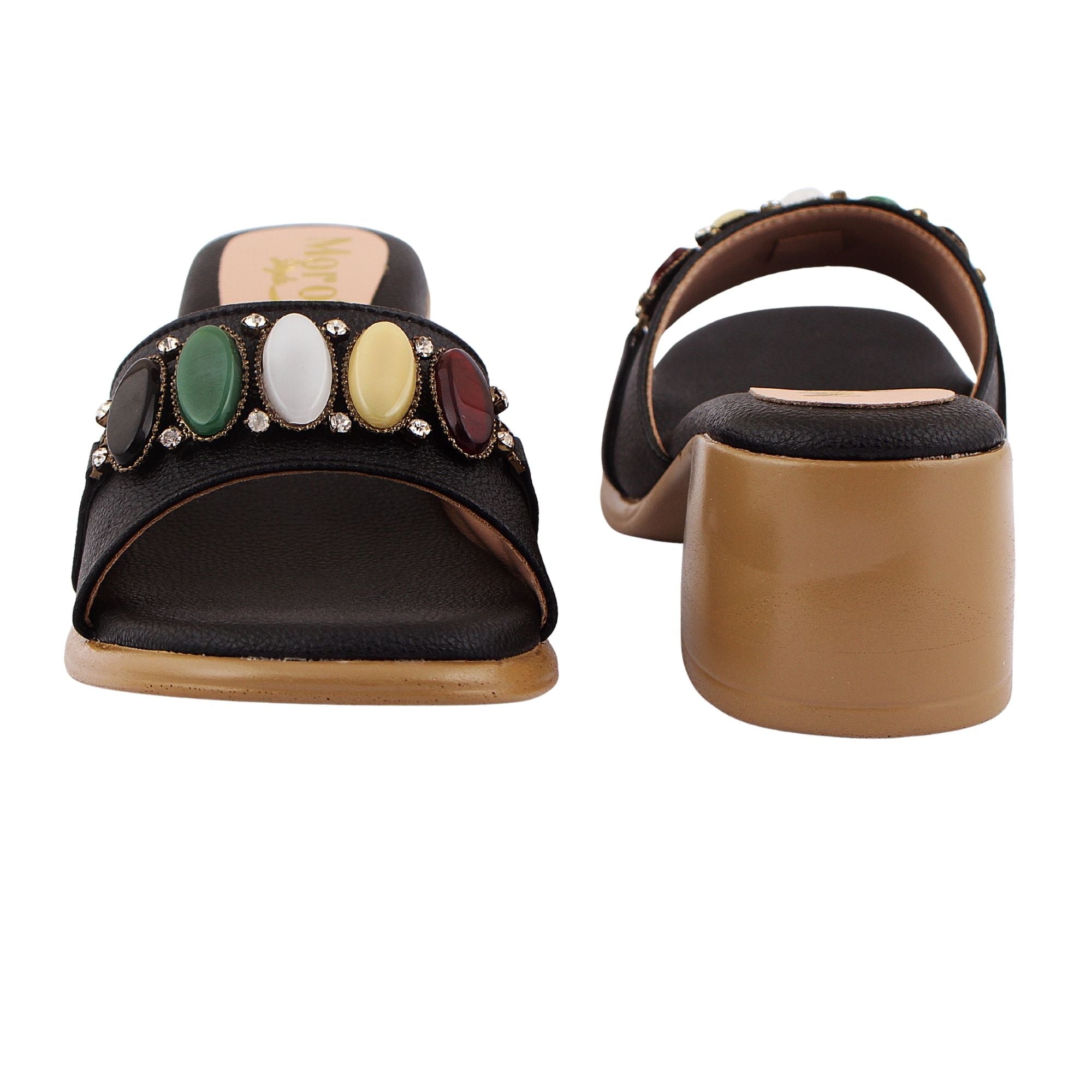 Black Multi-Stone Accent Heel