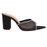 Black Rhinestone Mesh Pointed Heel