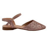 Rose Gold Shimmer Ankle Strap Flat