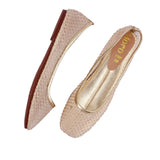 Beige Woven Mesh Flat