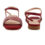 Red Rhinestone Ankle Strap Flat