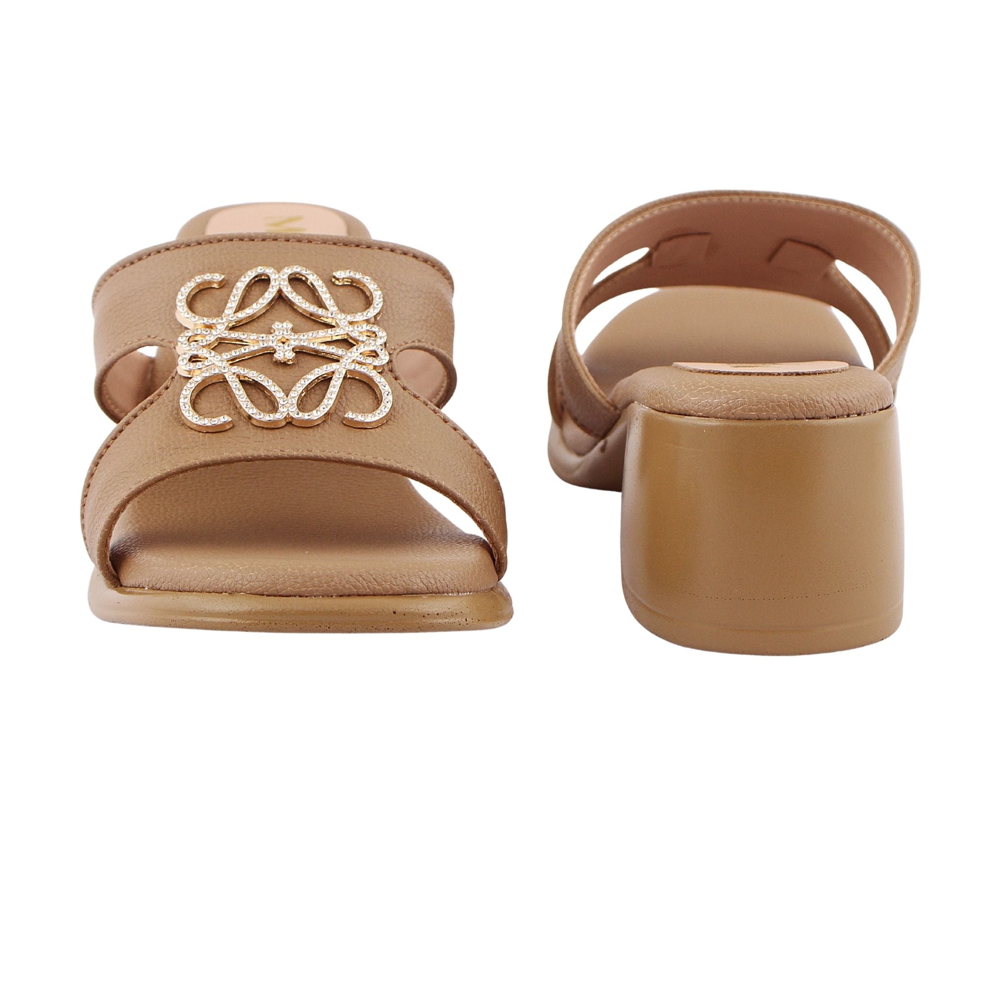 Tan Cutout Emblem Heel