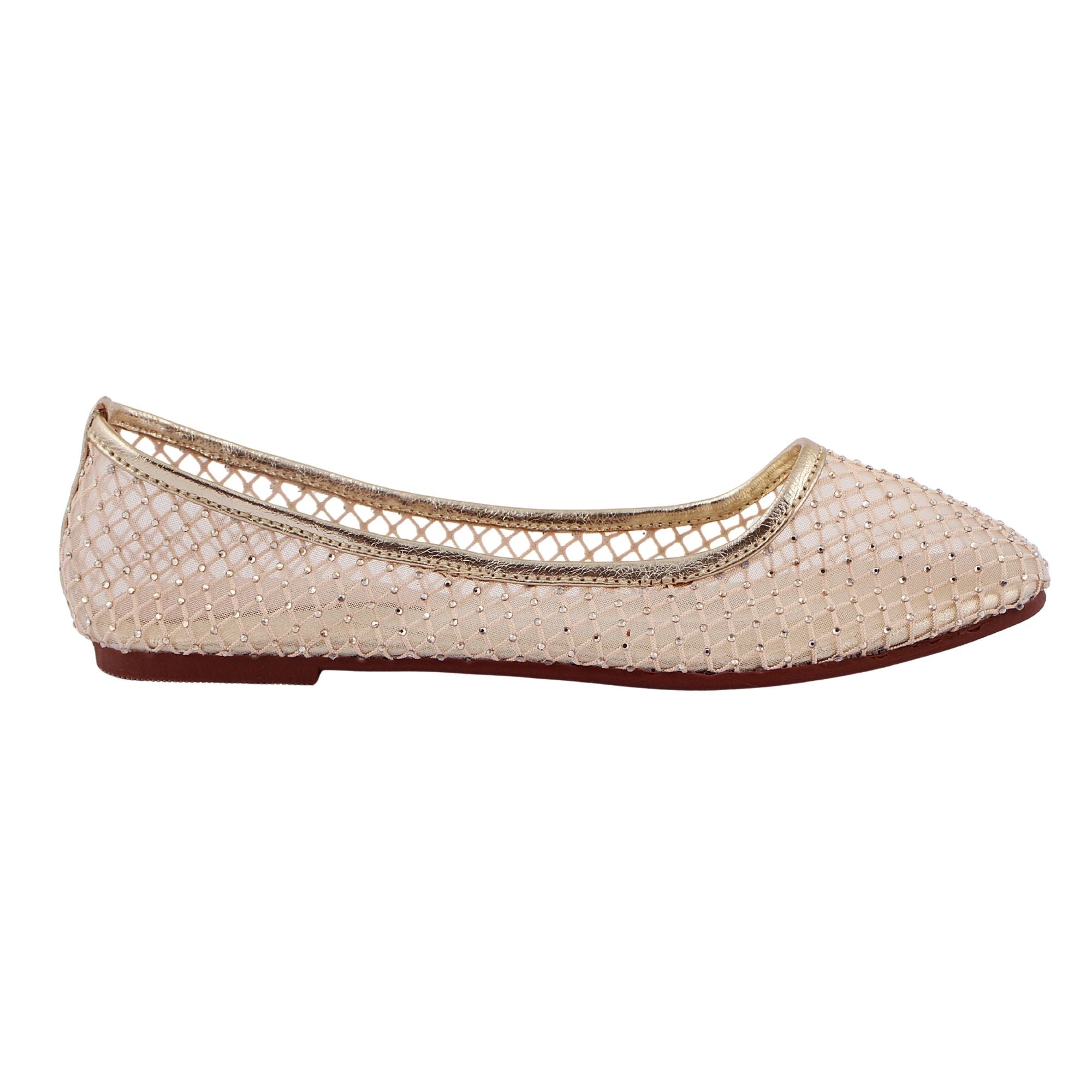 Beige Woven Mesh Flat