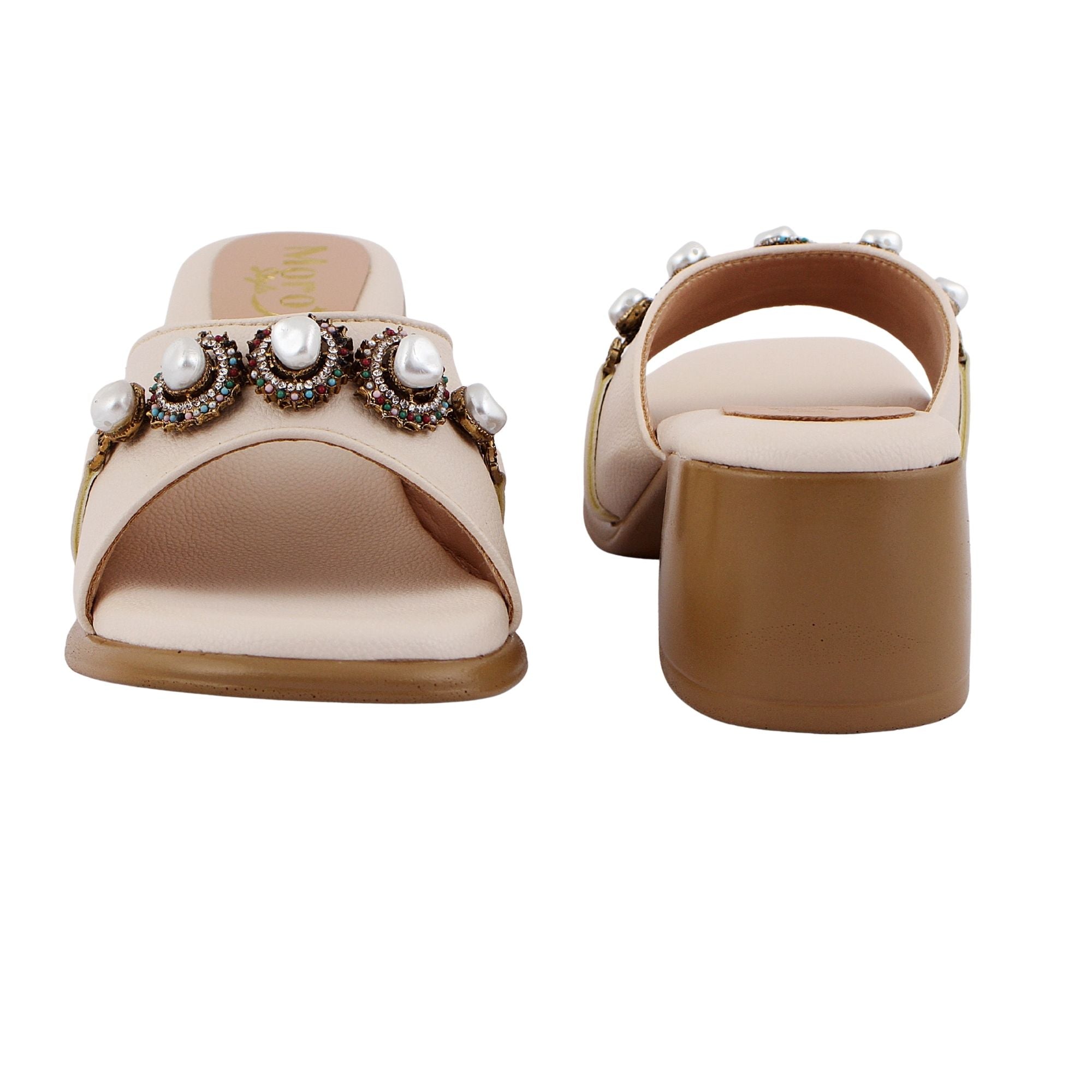Off-White Pearl Embellished Heel