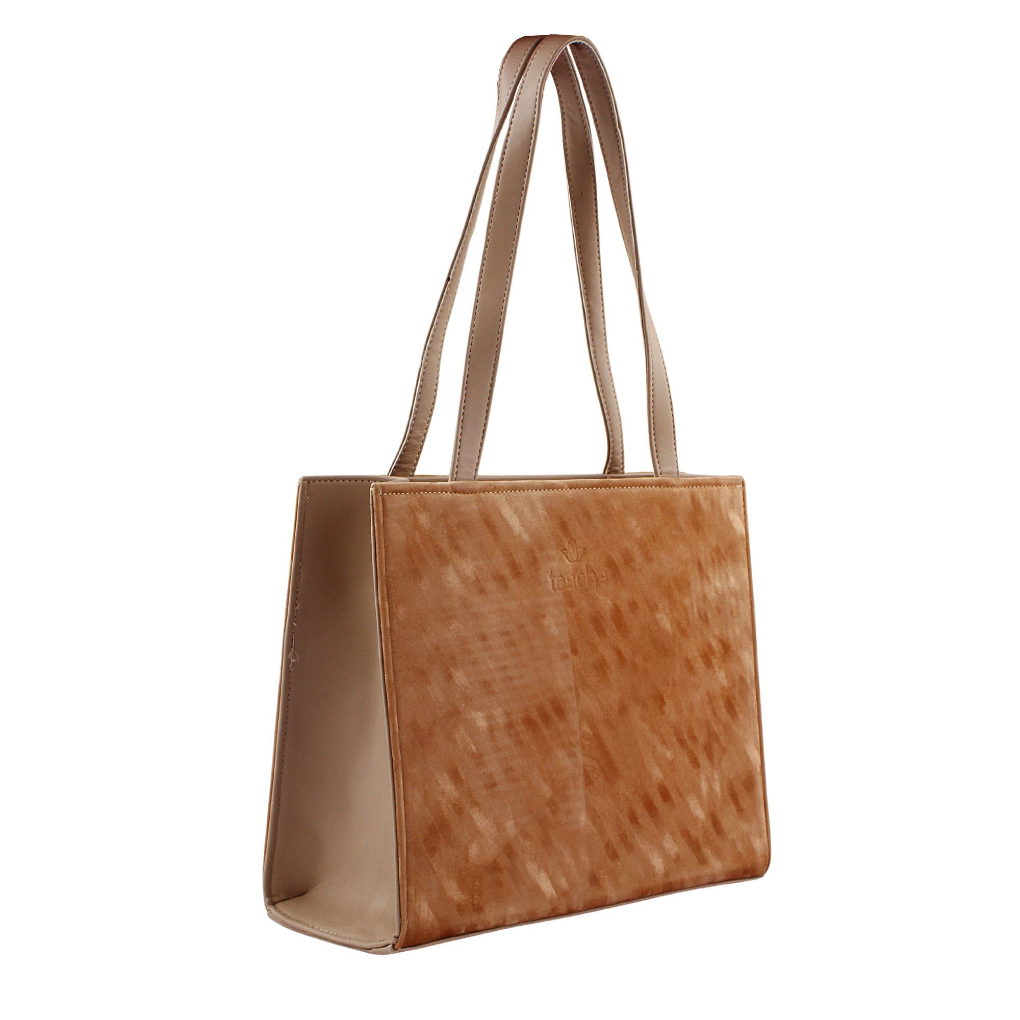 Caramel Suede Rectangular Tote Bag