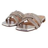Silver Rhinestone Double Strap Flat