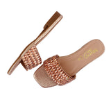 Rose Gold Beaded Wide Strap Flat
