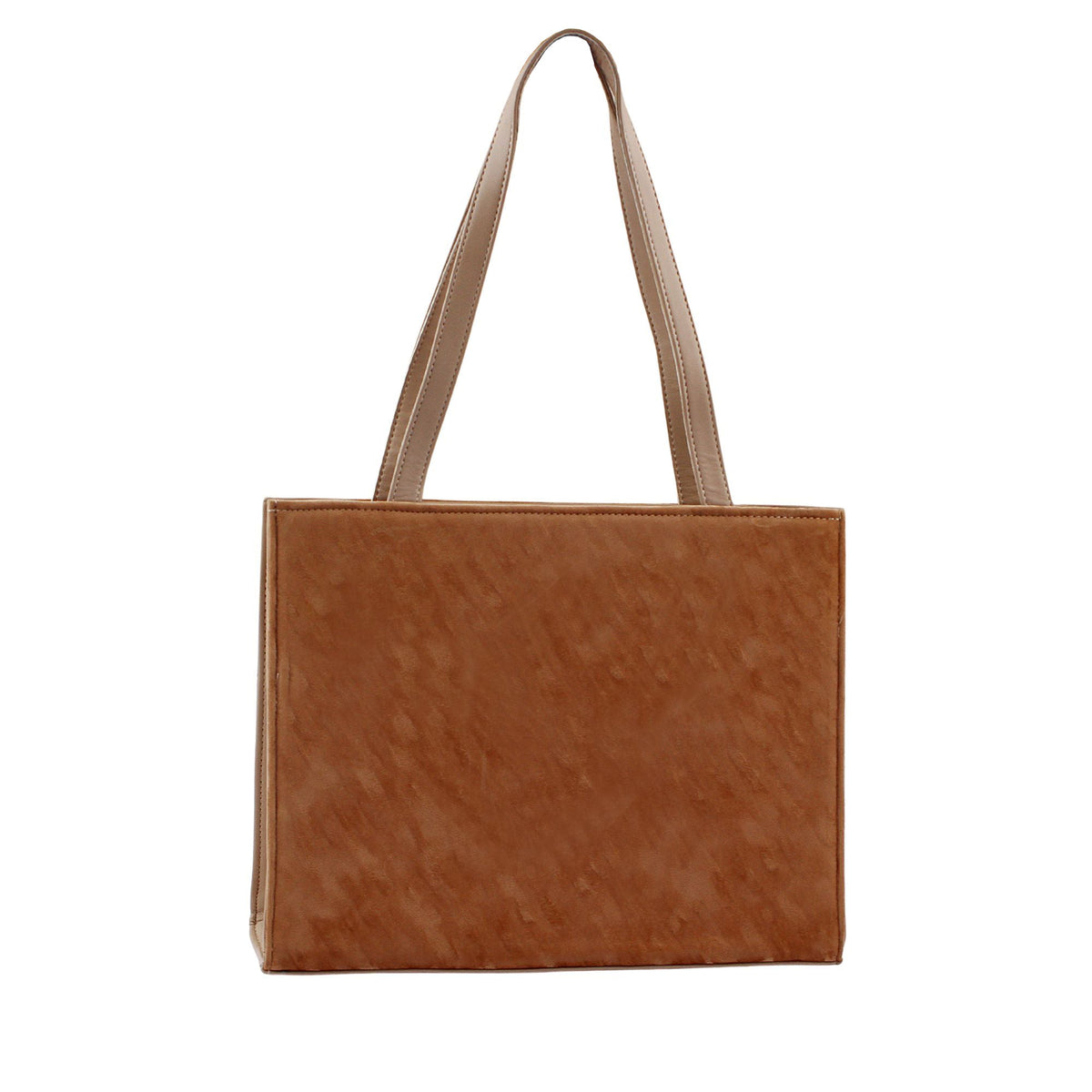 Caramel Suede Rectangular Tote Bag