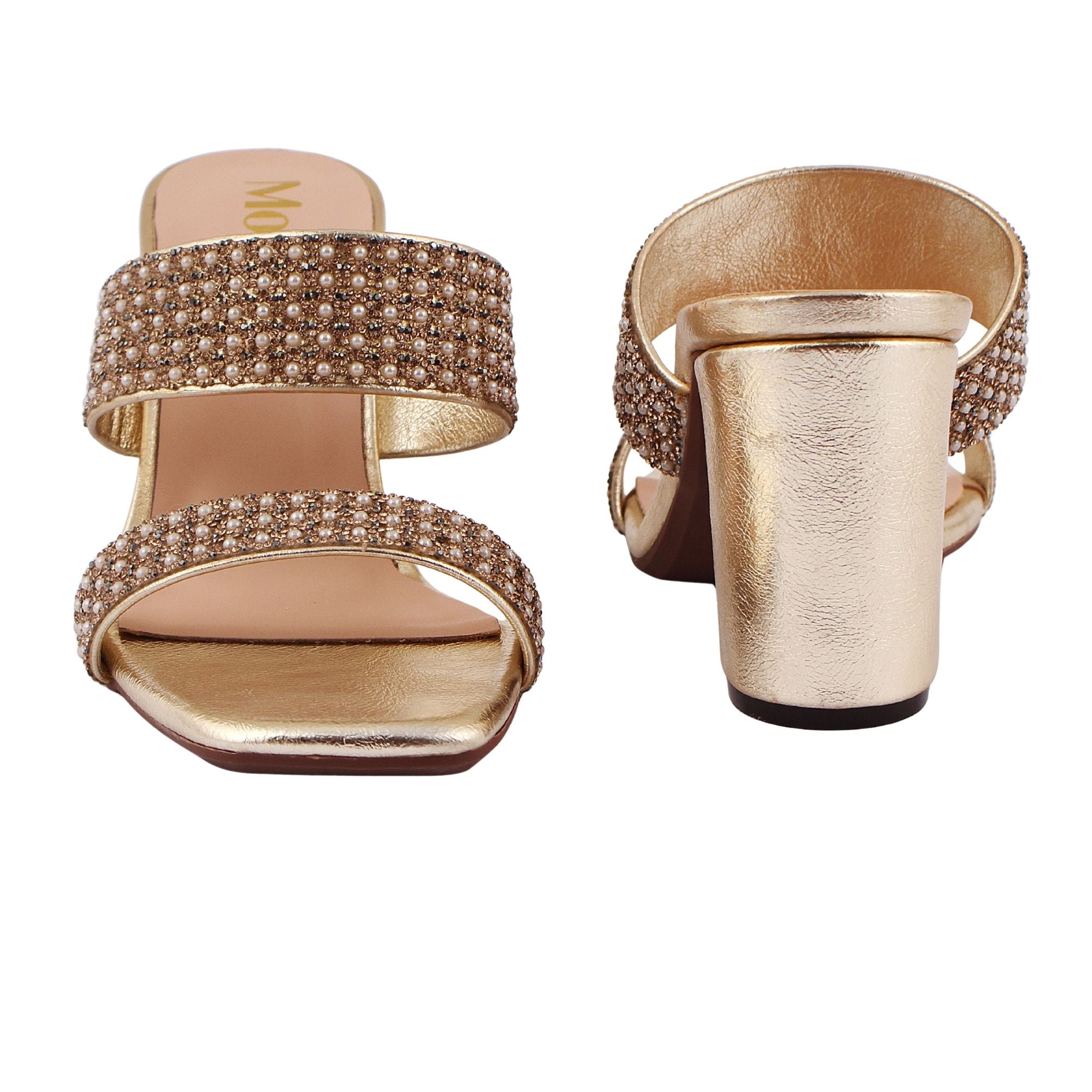 Rose Gold Double Rhinestone Strap Heel