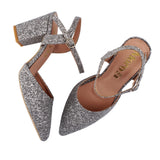 Silver Glitter Slingback Heel