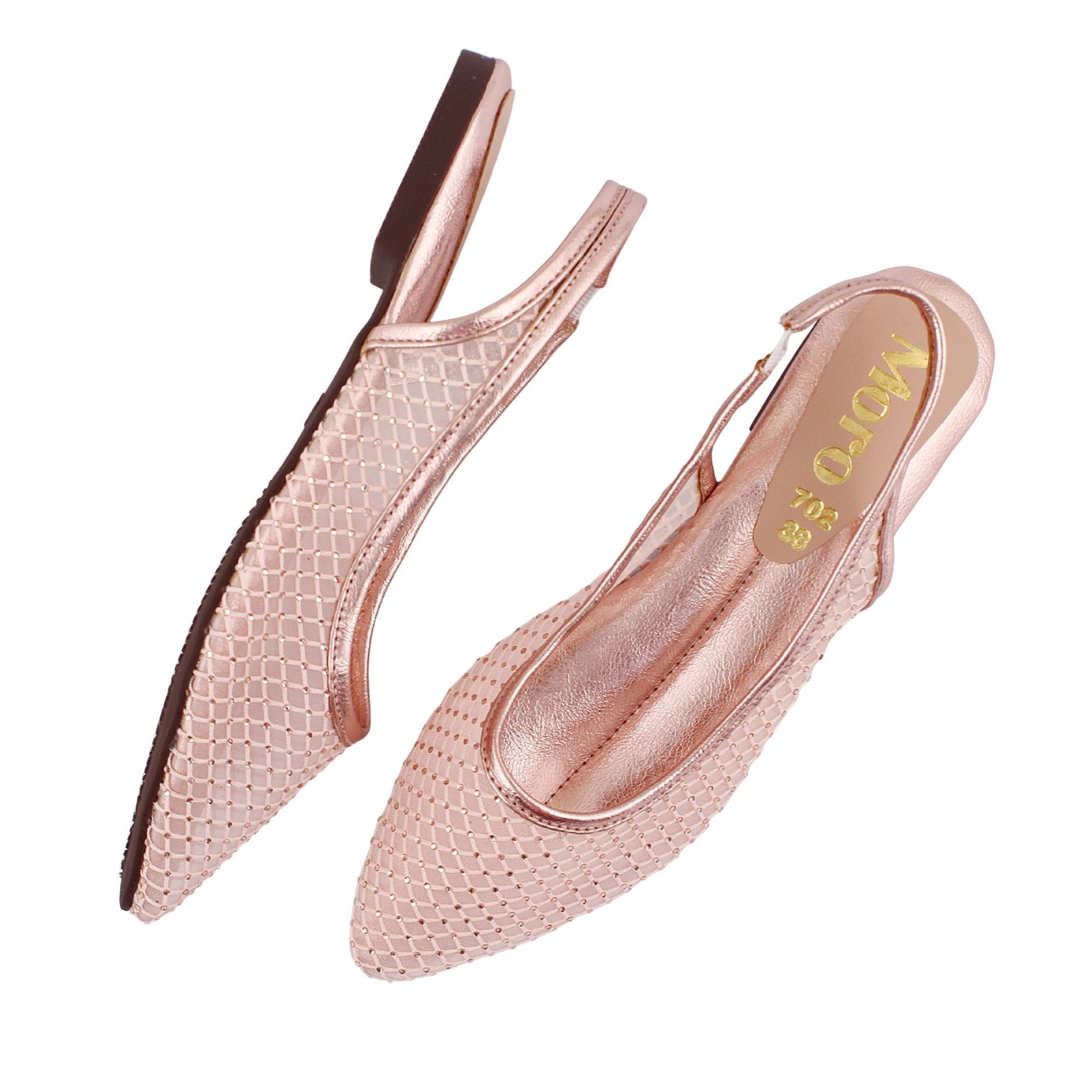 Pink Mesh Pointed Slingback Flat
