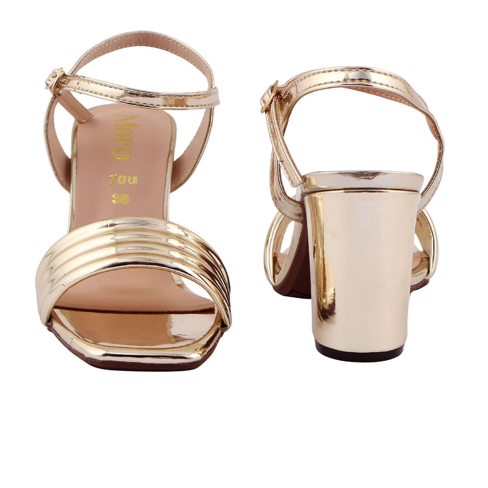 Gold Multi-Strap Block Heel