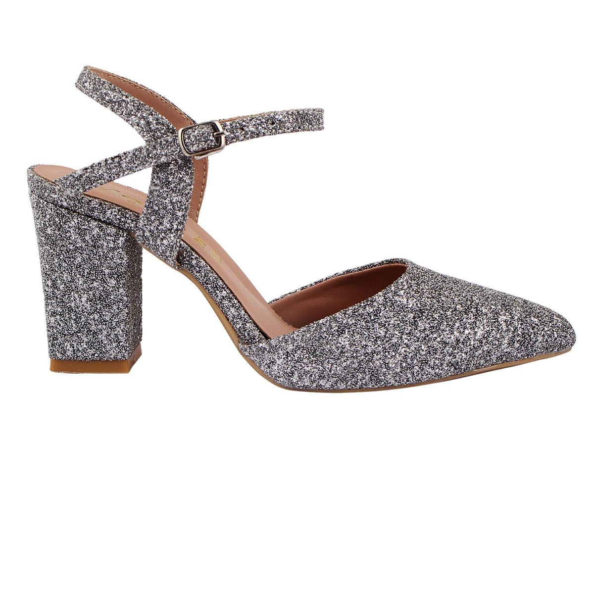 Silver Glitter Slingback Heel