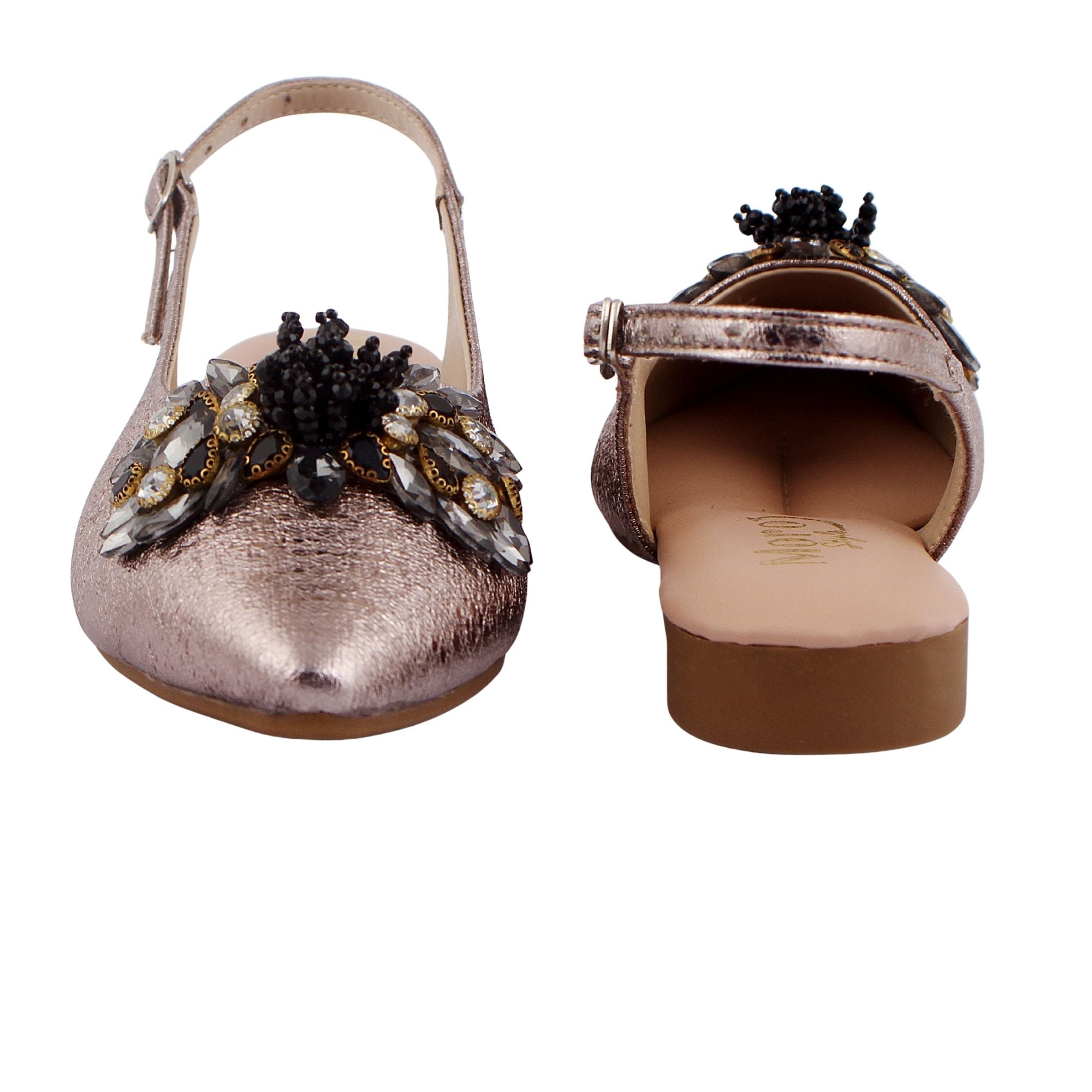 Metallic Floral Slingback Flat