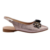 Metallic Floral Slingback Flat