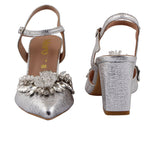Silver Floral Slingback Heel