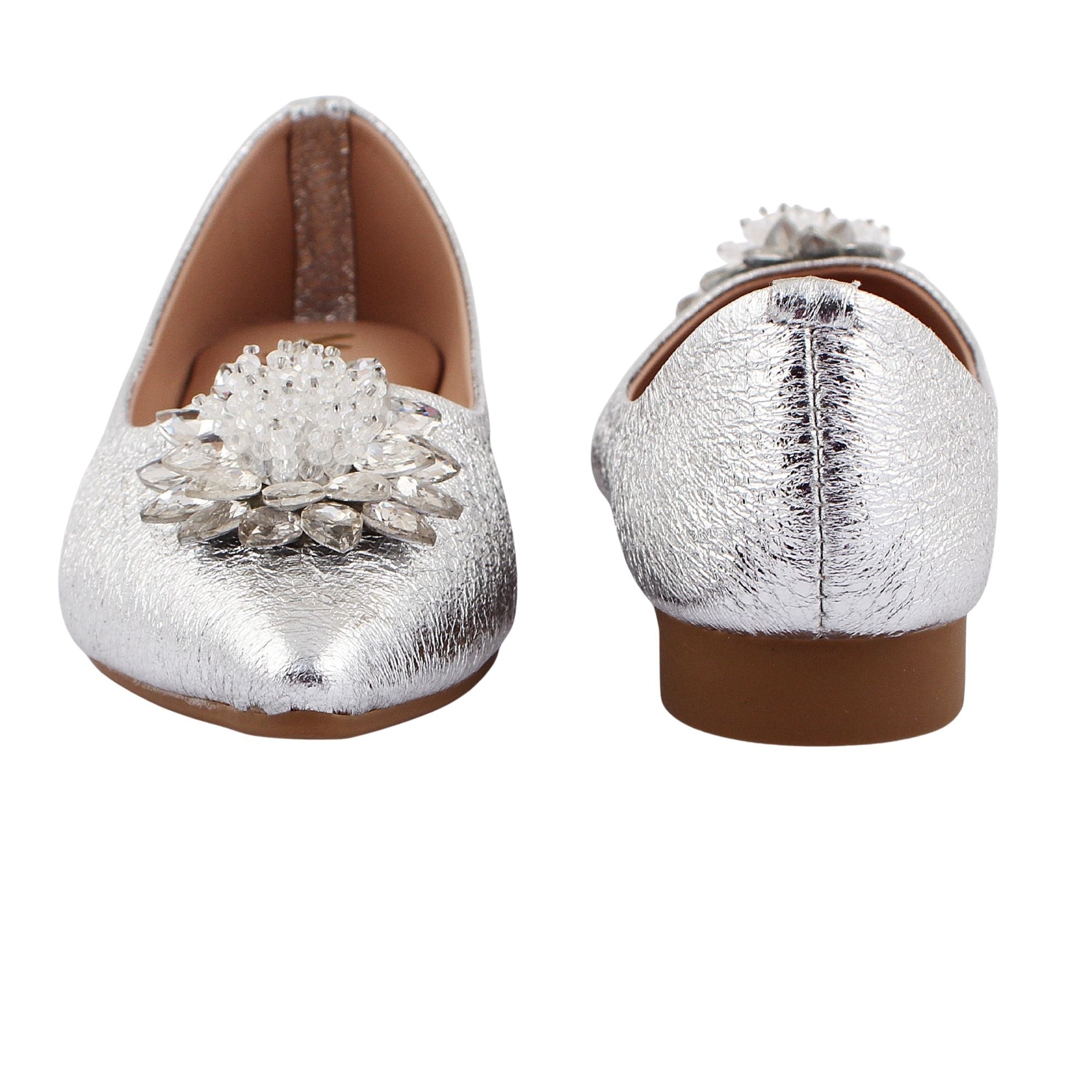 Silver Embellished Pointed Flat PM1001