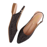 Black Sparkle Slingback Flat