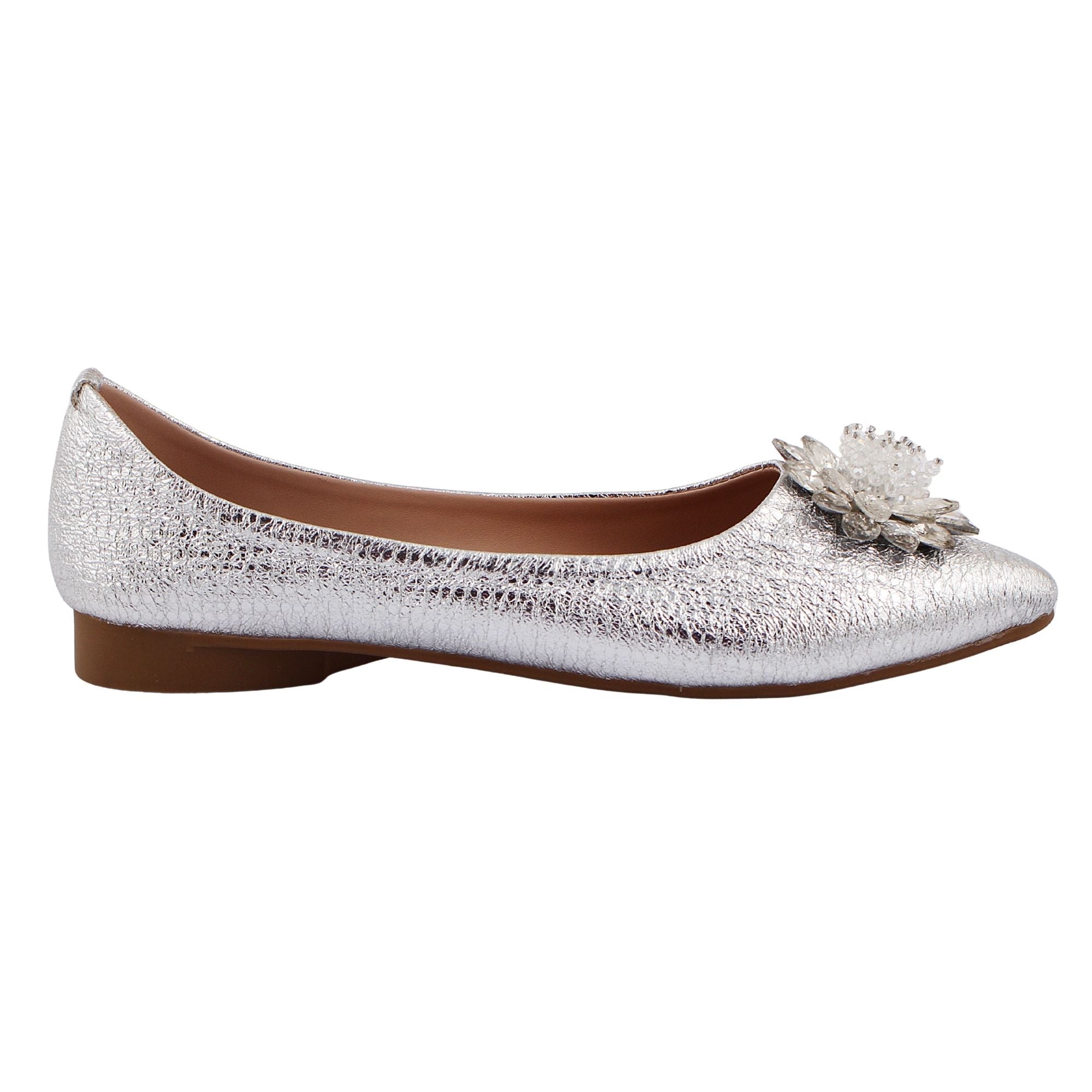 Silver Embellished Pointed Flat PM1001