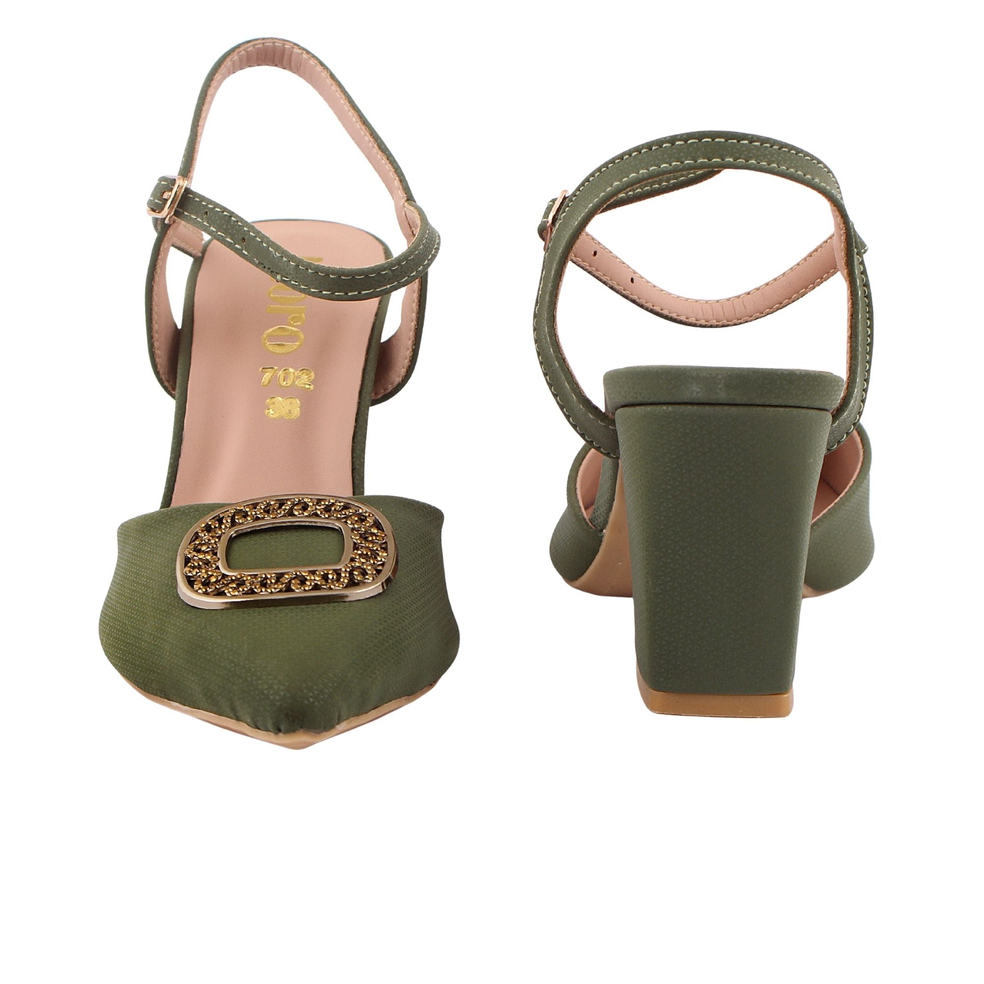 Olive Green Buckle Heel