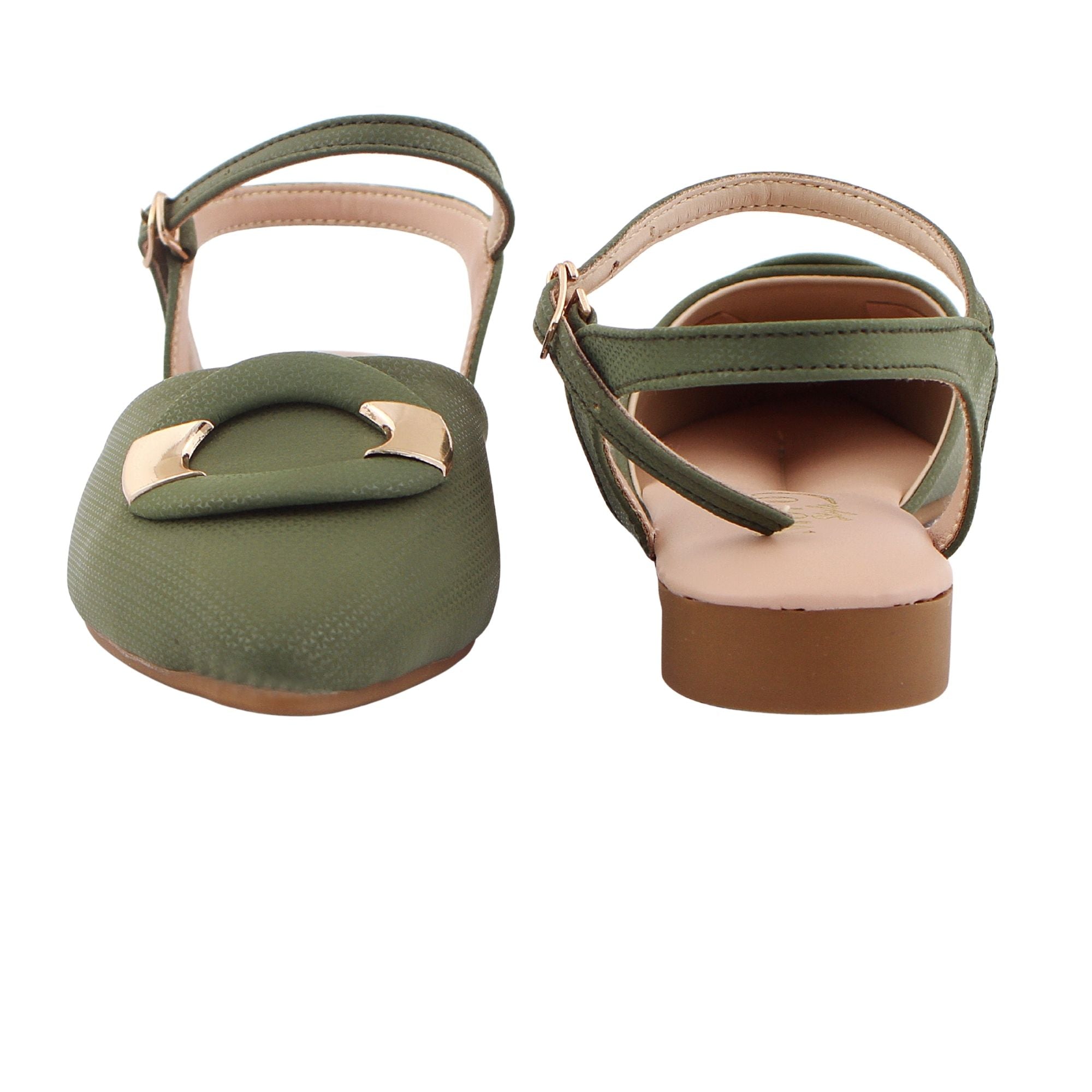 Olive Green Buckle Flat