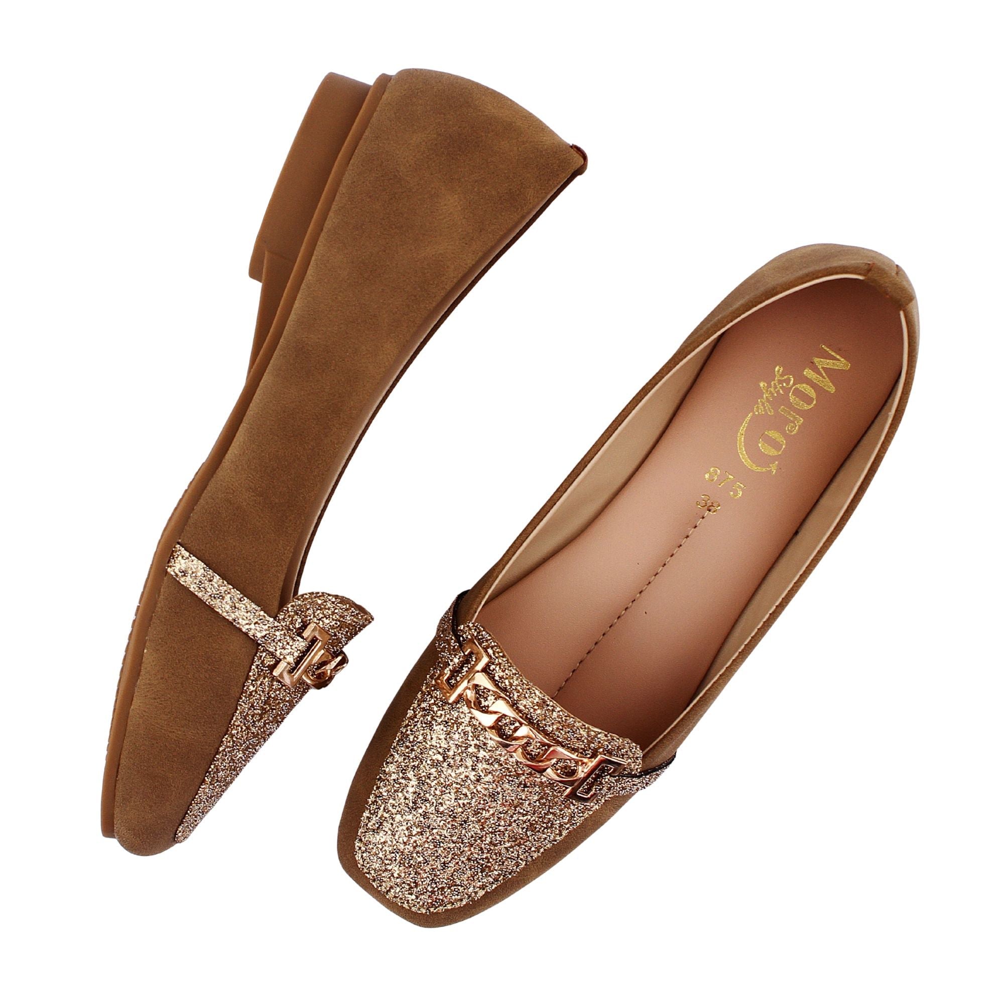 Tan Chain Accent Loafer Pump