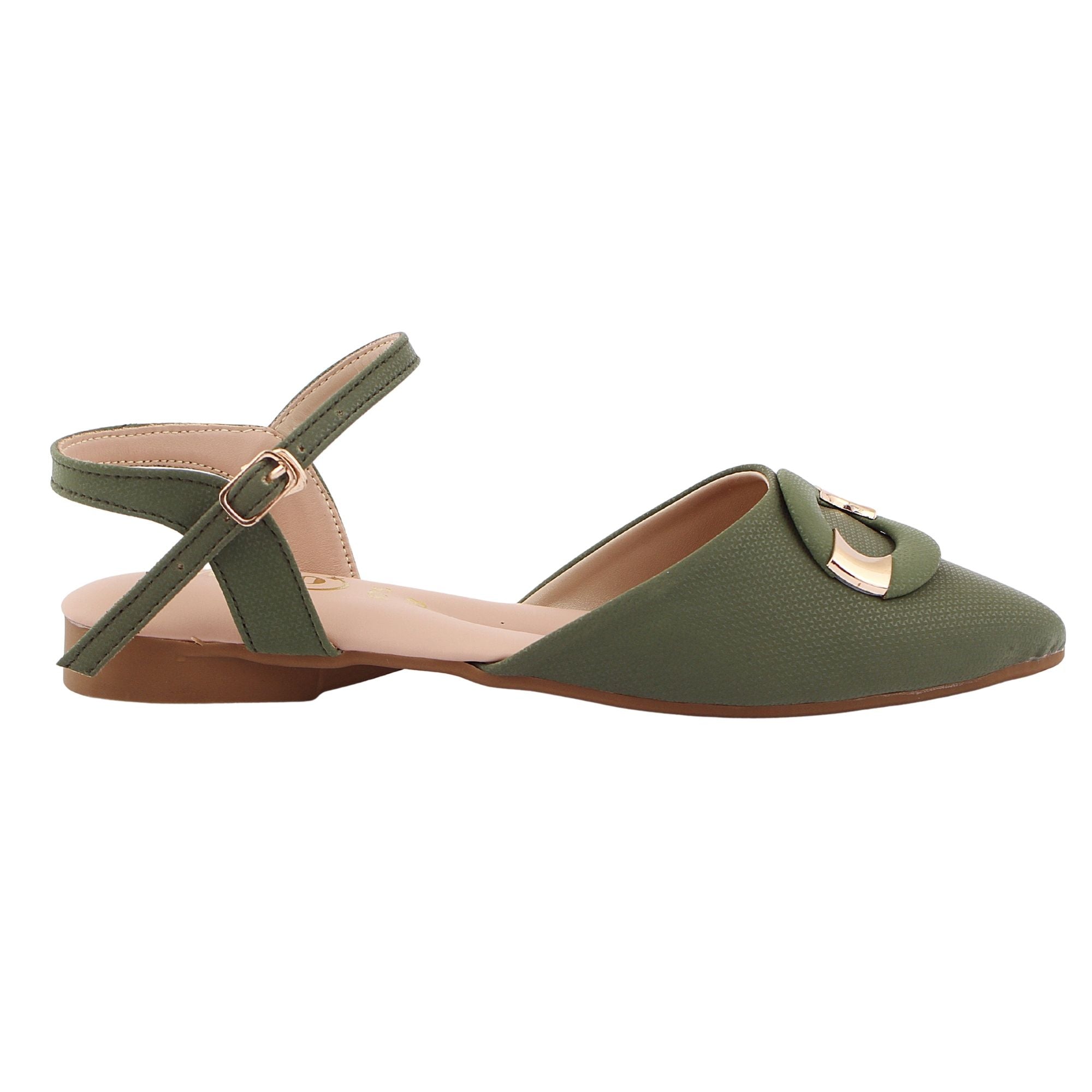 Olive Green Buckle Flat