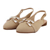 Nude Crystal Embellished Slingback Flat