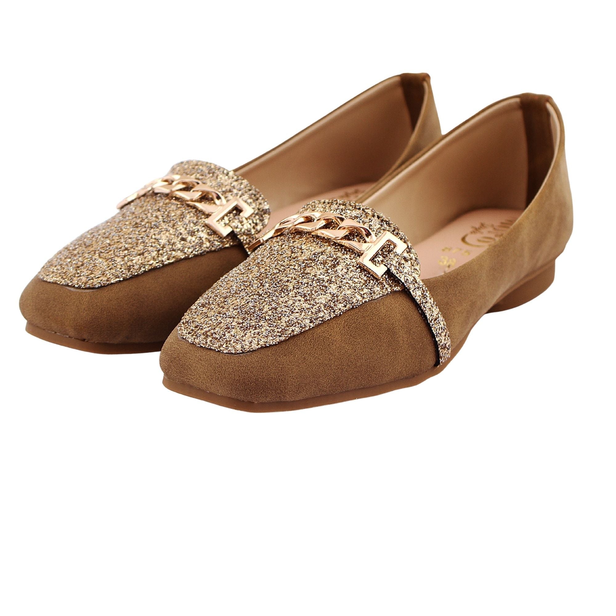 Tan Chain Accent Loafer Pump