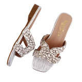 Silver Floral Crystal Flat