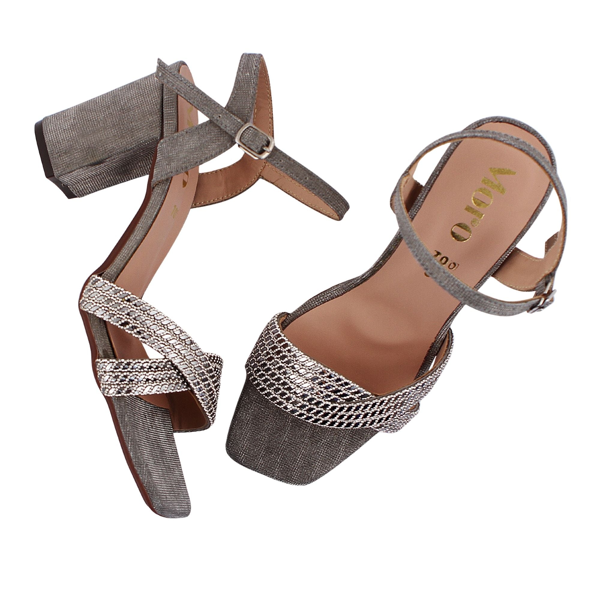 Grey Criss-Cross Strap Heel
