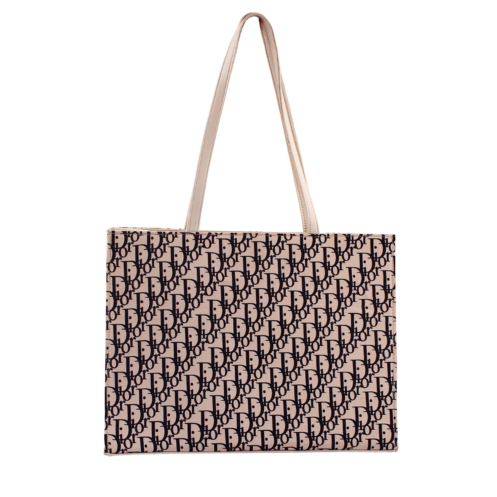 Printed Geometric Monogram Tote Bag