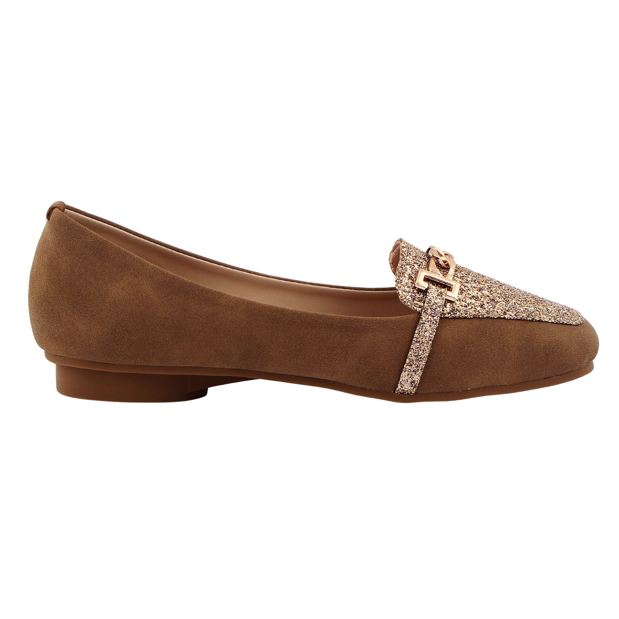 Tan Chain Accent Loafer Pump