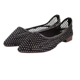 Black Studded Mesh Ballerina Flat