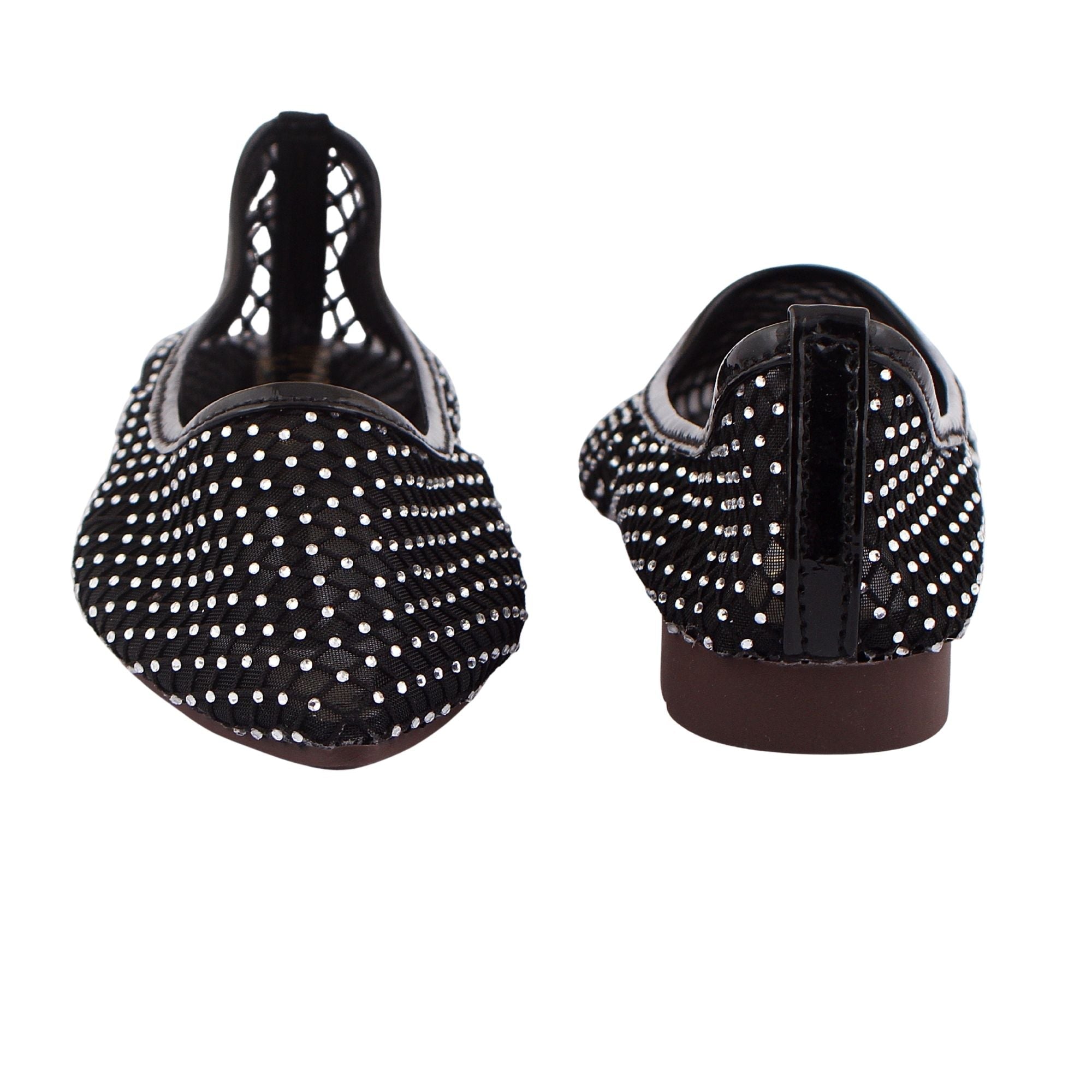 Black Studded Mesh Ballerina Flat