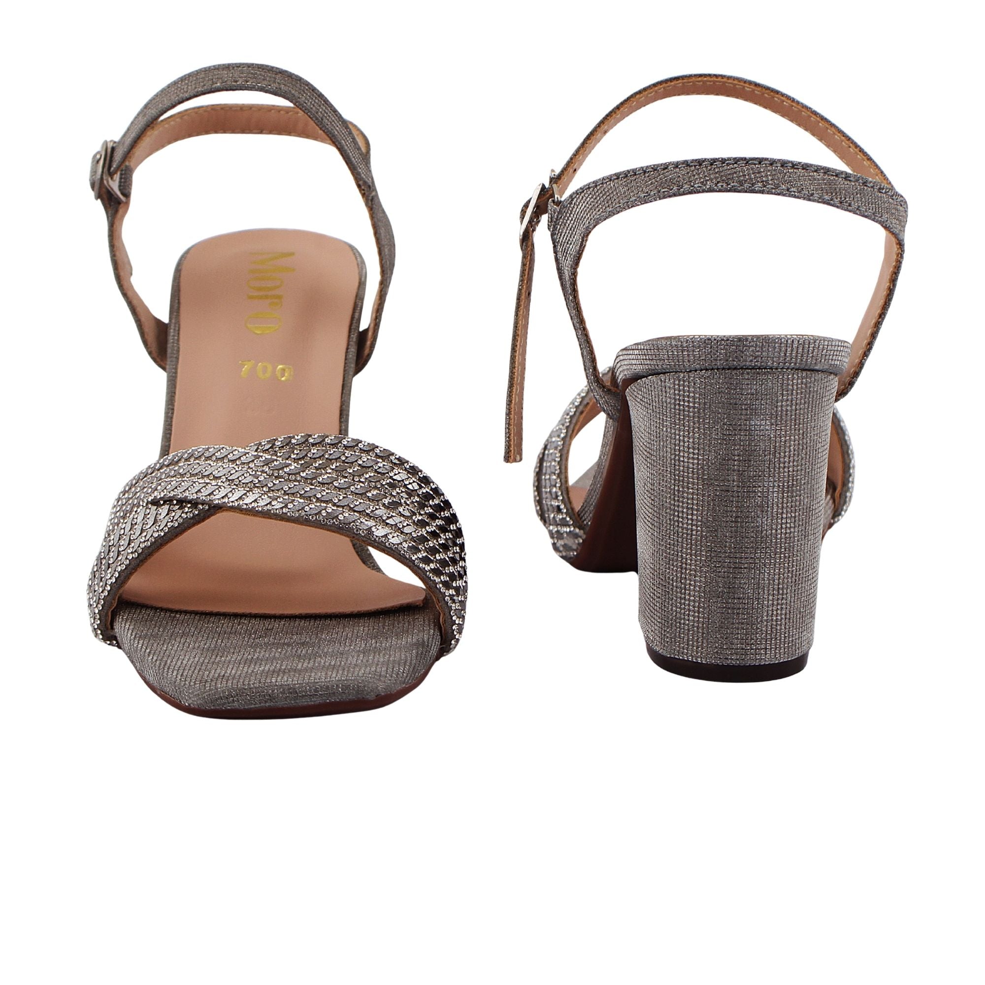 Grey Criss-Cross Strap Heel