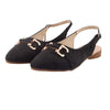 Black Suede Buckle Slingback Flat