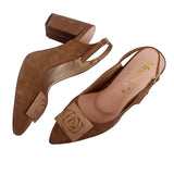Tan Suede Buckle Slingback Heel