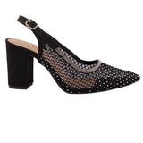 Black Mesh Slingback Heel