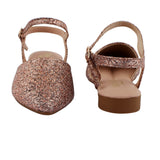 Rose Gold Shimmer Ankle Strap Flat
