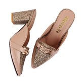 Beige Chain Pointed Heel