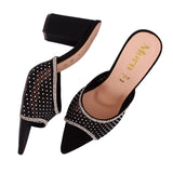 Black Rhinestone Mesh Pointed Heel