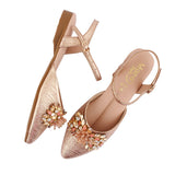Rose Gold Floral Embellished Flat